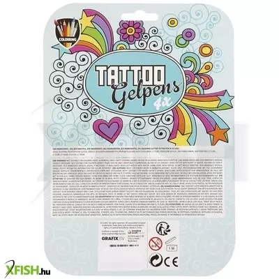 Grafix metál színű tetováló toll, 4 db toll + sablon