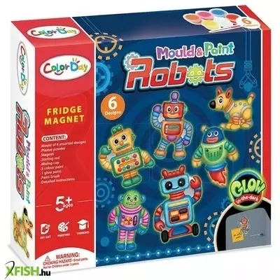 Sötétben világító hűtőmágneskészítő szett - Robotok