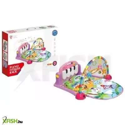 Zenélő babafoglalkoztató szőnyeg zongorával - rózsaszín