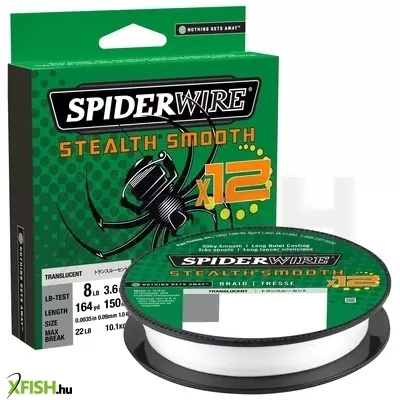 SpiderWire Stealth Smooth 12 Braid Filler Spools 12 Szálból szőtt Fonott Pergető Zsinór 150m Áttetsző 36.2kg | 0.39mm 20lb