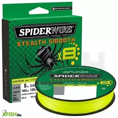 SpiderWire Stealth Smooth8 Filler Spools Mikrokristályos Polimerréteg bevonatú Fonott Pergető Zsinór 150m Hi-Vis Sárga 26.4kg | 58lb 0.29mm 14lb