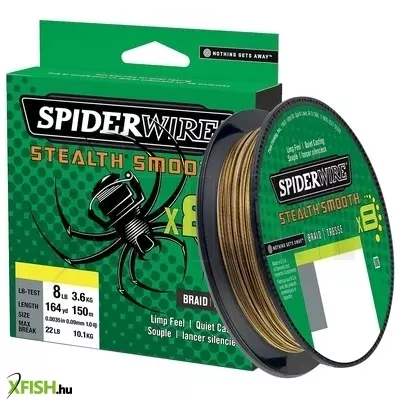 SpiderWire Stealth Smooth8 Filler Spools Mikrokristályos Polimerréteg bevonatú Fonott Pergető Zsinór 150m Camo 12lb | 5.4kg 0.06mm