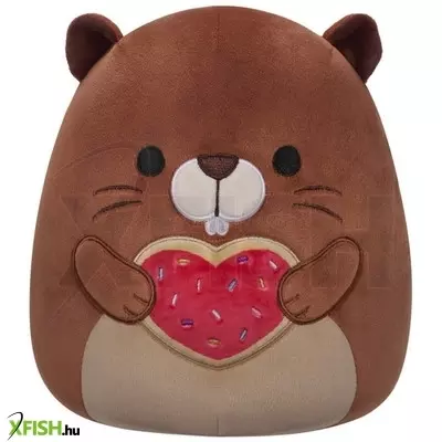 Squishmallows 20 cm - chip a barna hód szívet tartva