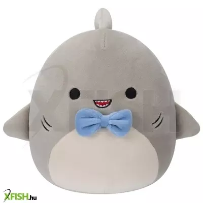Squishmallows 20 cm - gordon a szürke cápa kék csokornyakkendővel