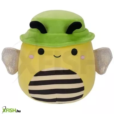 Squishmallows 20 cm - sunny a sárga méhecske,  zöld sapkával