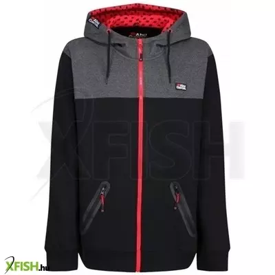 Abu Garcia 21Ss Abu Garcia Zipped Hoody Grey Cipzáros Kapucnis Pulóver Fekete-Szürke S