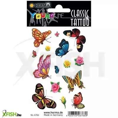 Herma: pillangók és virágok tetoválás