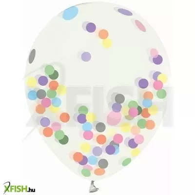 Léggömb csomag színes konfettivel, 30 cm - 4 db-os