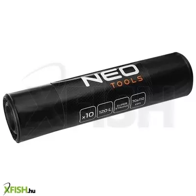 Neotools szemeteszsák, 120l, 70x110cm, 100mic, fekete, 10db/cs