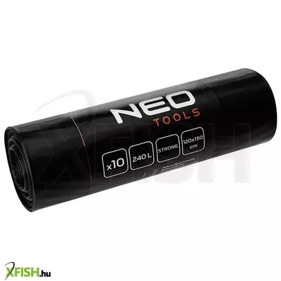 Neotools szemeteszsák, 240l, 120x150cm, 60mic, fekete, 10db/cs