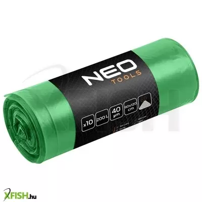 neotools szemeteszsák 120l, 70x110cm, zöld, erősített húzószalagos, vastagság40mic, 10db