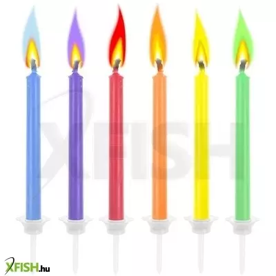 Színes lángú torta gyertya - 6 db