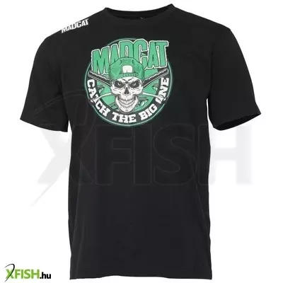 madcat skull t shirt horgász póló fekete l