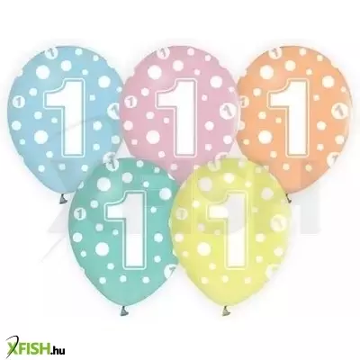 Színes, pöttyös számos lufi 5 darabos szett - 1
