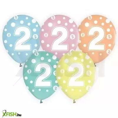 Színes, pöttyös számos lufi 5 darabos szett - 2