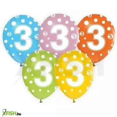 Színes, pöttyös számos lufi 5 darabos szett - 3