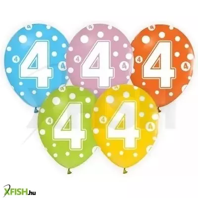 Színes, pöttyös számos lufi 5 darabos szett - 4