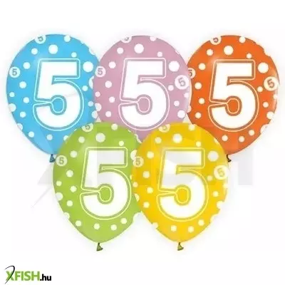 Színes, pöttyös számos lufi 5 darabos szett - 5