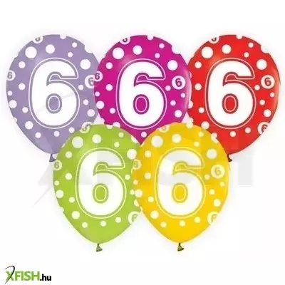 Színes, pöttyös számos lufi 5 darabos szett - 6