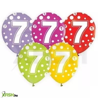 Színes, pöttyös számos lufi 5 darabos szett - 7