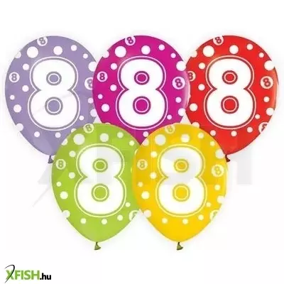 Színes, pöttyös számos lufi 5 darabos szett - 8
