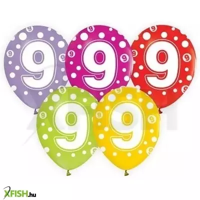 Színes, pöttyös számos lufi 5 darabos szett - 9