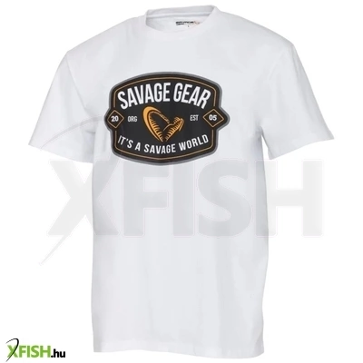 Savage Gear Badge Logo Tee Horgász Póló Fehér M