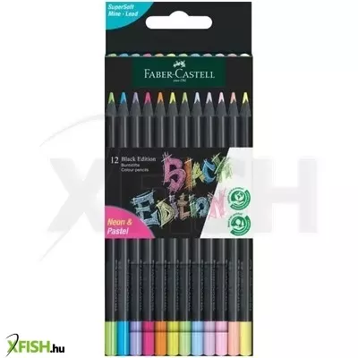 Faber-Castell: Black Edition színes ceruza szett, pasztell-neon - 12 db-os