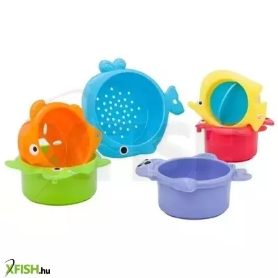 Playgo: Egymásba rakható fürdőjáték szett, vízi állatok - 6 db-os