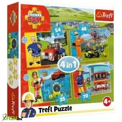 Trefl: Sam, a bátor tűzoltó 4 az 1-ben puzzle - 35, 48, 54, 70 darabos