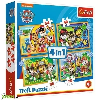 Trefl: Mancs őrjárat vakáción 4 az 1-ben puzzle - 35, 48, 54, 70 darabos