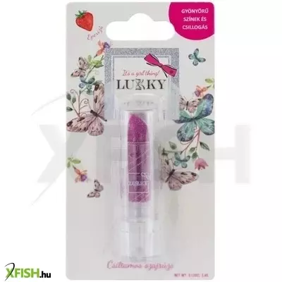 Lukky: Eper ízű, csillámos szájrúzs - magenta