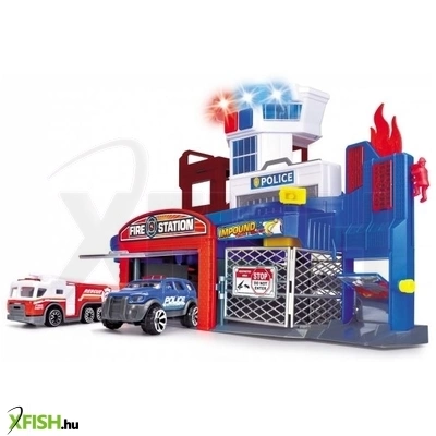 Dickie: Rendőr- és tűzoltóállomás játékszett - 52 cm