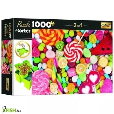 Trefl: Színes cukorkák puzzle - 1000 darabos + szortírozó tálca