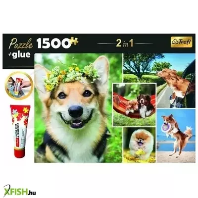 Trefl: Kutyák puzzle - 1500 darabos + ragasztó