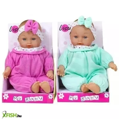 Puha testű játékbaba 2-féle ruhában - 28 cm