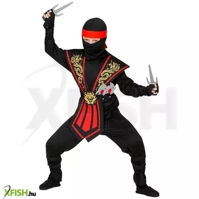 Piros harcos Ninja jelmez fegyverekkel - 140-es méret