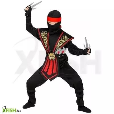 piros harcos ninja jelmez fegyverekkel - 158 cm