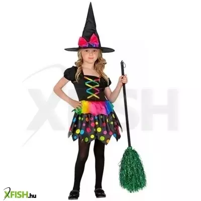 Színes pöttyös boszorkány jelmez - 116 cm