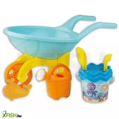 Homokozó szett talicskával, 7 részes - Tengeri állatok