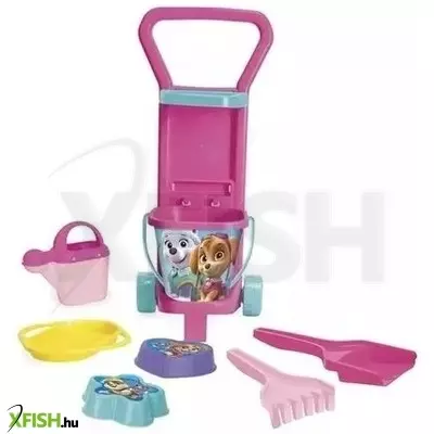 Wader: Mancs őrjárat homokozó szett húzós kocsival, 8 db-os - rózsaszín