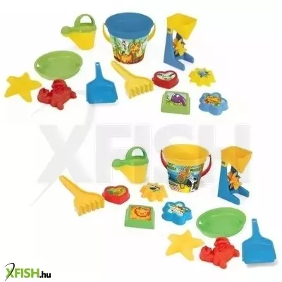 Wader: Vödrös homokozó szett formákkal, 12 részes - többféle