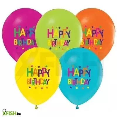 Happy Birthday feliratos, csillagos luficsomag, 30 cm - 5 db