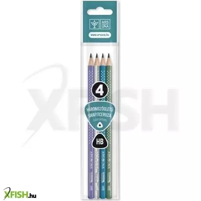 Ars Una: Háromszögletű, ezüstpöttyös HB grafitceruza csomag - 4 darabos