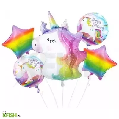 Szivárvány unikornis fólia luficsokor - 5 részes