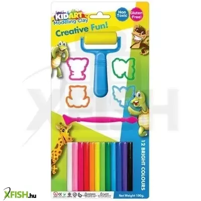Kid Art: Modellező gyurma készlet formákkal, 12 db-os