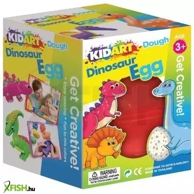 Kid Art: Dinótojás gyurma készlet 4 színű gyurmával és formákkal