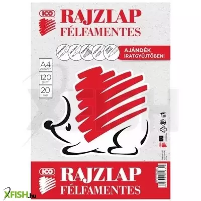 ICO Süni: A4-es félfamentes rajzlap iratgyűjtőben - 20 db