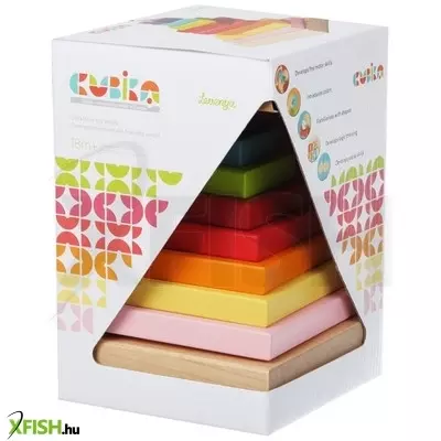 Cubika piramis 9 darabos fa építőjáték