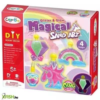 sötétben világító homok üvegdísz készlet: varázslat - 4 db-os